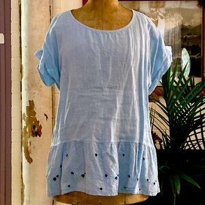 Terri Millennio brand linen blue top